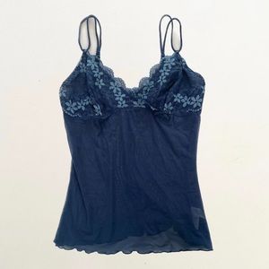 Vintage Blue Floral Mesh Intimissimi Cami Tank Top